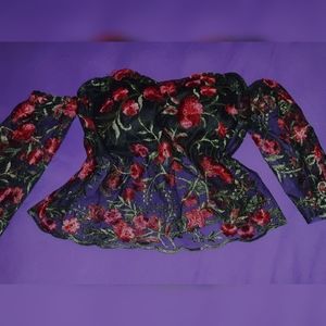 ⚫🔴Strapless black floral top⚫🔴